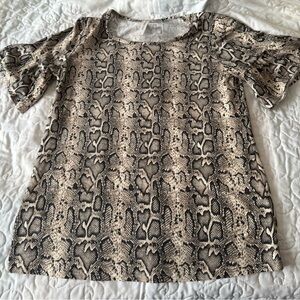 Tickled Teal Snake Print Blouse - Black and Cream